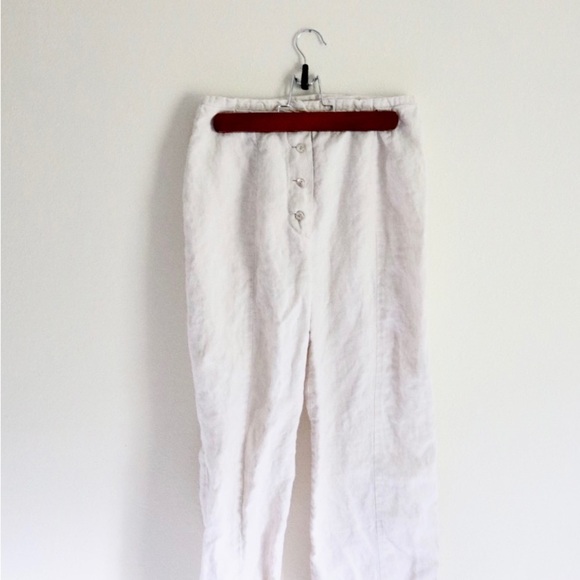 Seeds Linen Brown Buttons with Drawstring Trousers - Picture 2 of 16